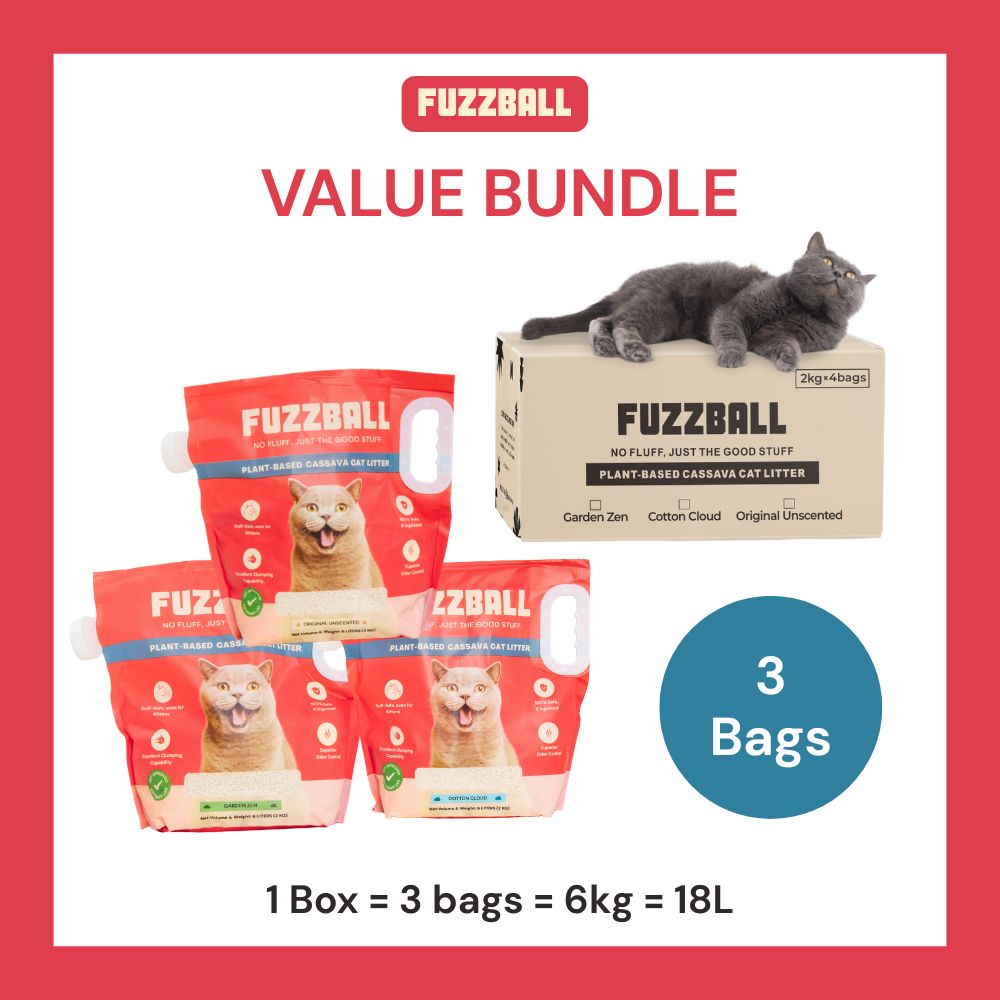 Value Bundle (3 Bags) - Fuzzball Cassava Cat Litter