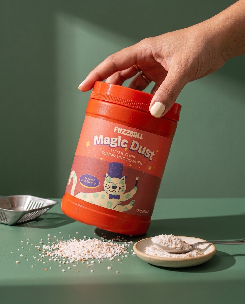 FUZZBALL Magic Dust Cat Litter Deodorizer (500g) | Odor Eliminator & Clumping Booster | For All Litter Types | Double-Duty for Poop & Urine | Advanced Premium Formula